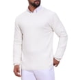 thumbnail image 4 of INSPIRE CHIC Edition Men's Slim Fit Crew Neck Long Sleeve Soft Twist Textured Cable Knit Pullover Sweater M White, 4 of 6