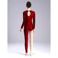 thumbnail image 3 of Linjinx Women Gymnastics Leotard Unitard Full Length One Piece Rhinestone Figure Ice Skating Jumpsuit Burgundy XL, 3 of 7