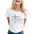 thumbnail image 2 of Easter T Shirts for Women Short Sleeve Crewneck Christian Bible Verse Risen Indeed Graphic Tees, 2 of 6
