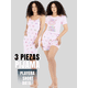 thumbnail image 4 of Set Pijama 3 Piezas Mujer Verano Bata Top y Short, 4 of 5