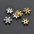 thumbnail image 3 of JUNWELL 50 Pcs Metal Flat Snowflake Spacer Beads for Bracelet Necklace Jewelry Making, 6mm Diameter（Shiny Gold), 3 of 5