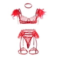 thumbnail image 6 of Lirclo Womens Lingeries Garter Set Lace Lingerie Sets Sexy Corset Tops Red L, 6 of 8