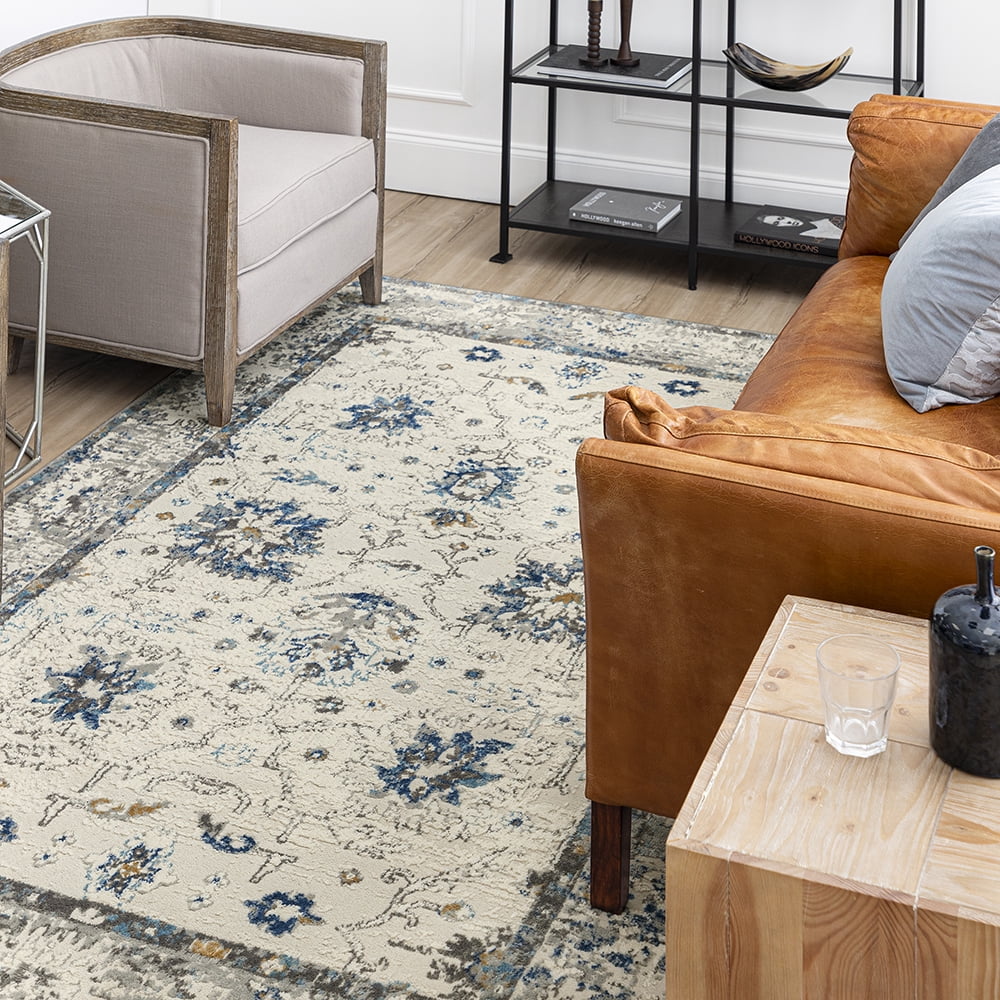 Mohawk Home Demeter Indoor Woven Area Rug, Grey/Dark Blue, 5'3" x 8
