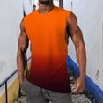 thumbnail image 4 of Caqnni Beach Shirts for Men Regular Gradient Color Sleeveless Tank Tops Summer Casual Round Neck Shirt (Orange,S), 4 of 4