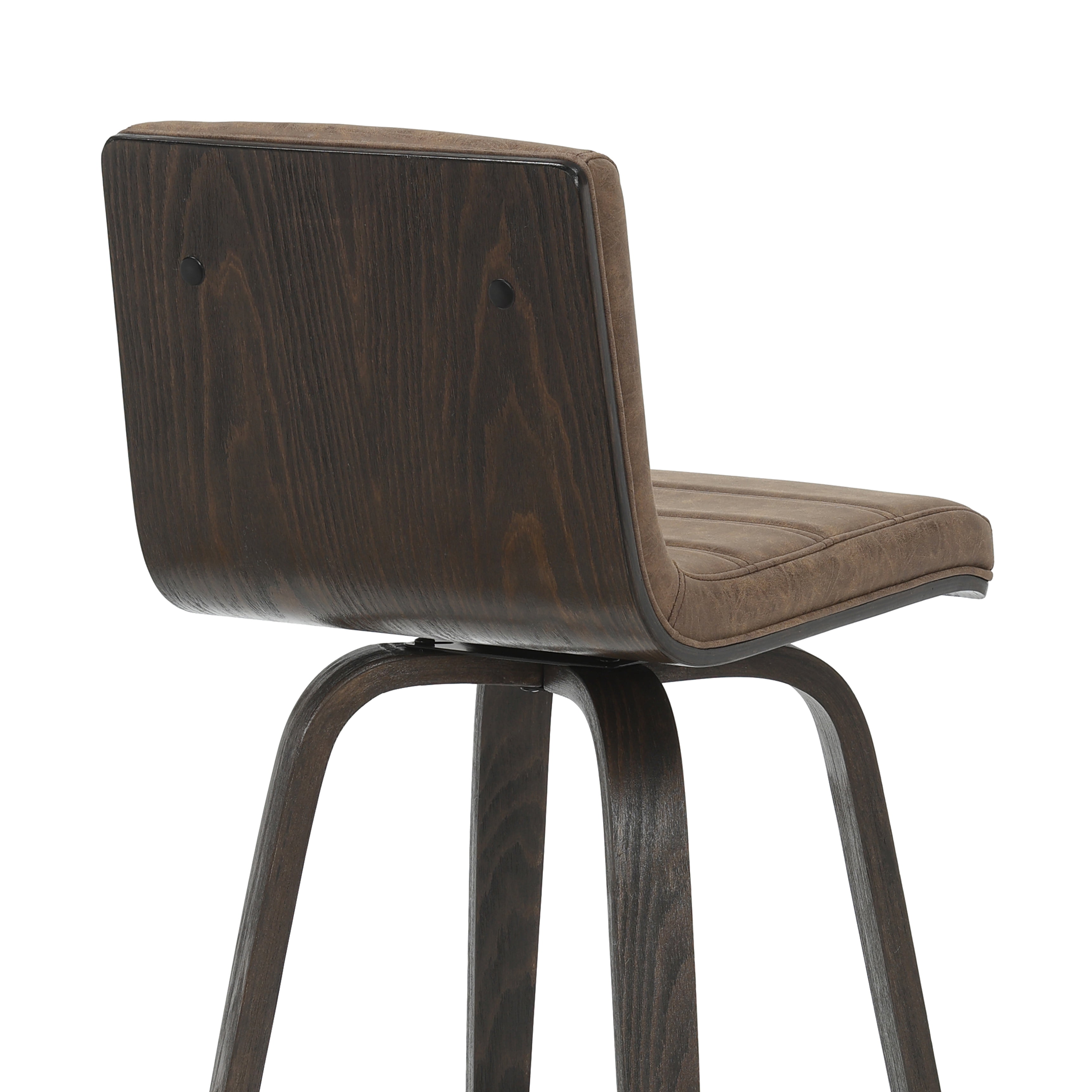 Vienna 35.5 in. H Swivel Counter Height Vintage Dark Brown Square Back Wood Bar Stool with Faux Leather Seat