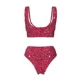 thumbnail image 5 of Daiia Red Glitter Women's Bikini Set Two Piece Swimsuit High Waisted Bikini Adjustable Straps Bikini Perfect for Beach, Pool, and Summer Vacation-Medium, 5 of 9