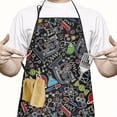 thumbnail image 2 of Math Equations Science Icons Black Pattern Apron-Garden Aprons for Women with Pockets-Cotton Linen Waterproof Kitchen Cooking Gardening Aprons Adjustable for Kitchen,Cooking,BBQ and Salon 33x27 Inch, 2 of 7