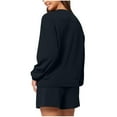 thumbnail image 7 of The Big Save of The Day kttectoa Outfits for Women Womens Athleisure Clothing Trendy Casual Outfits Lounge Sets Solid Long Sleeve Round Neck Pullover Tops and Shorts Two Piece Sets for Women, 7 of 7
