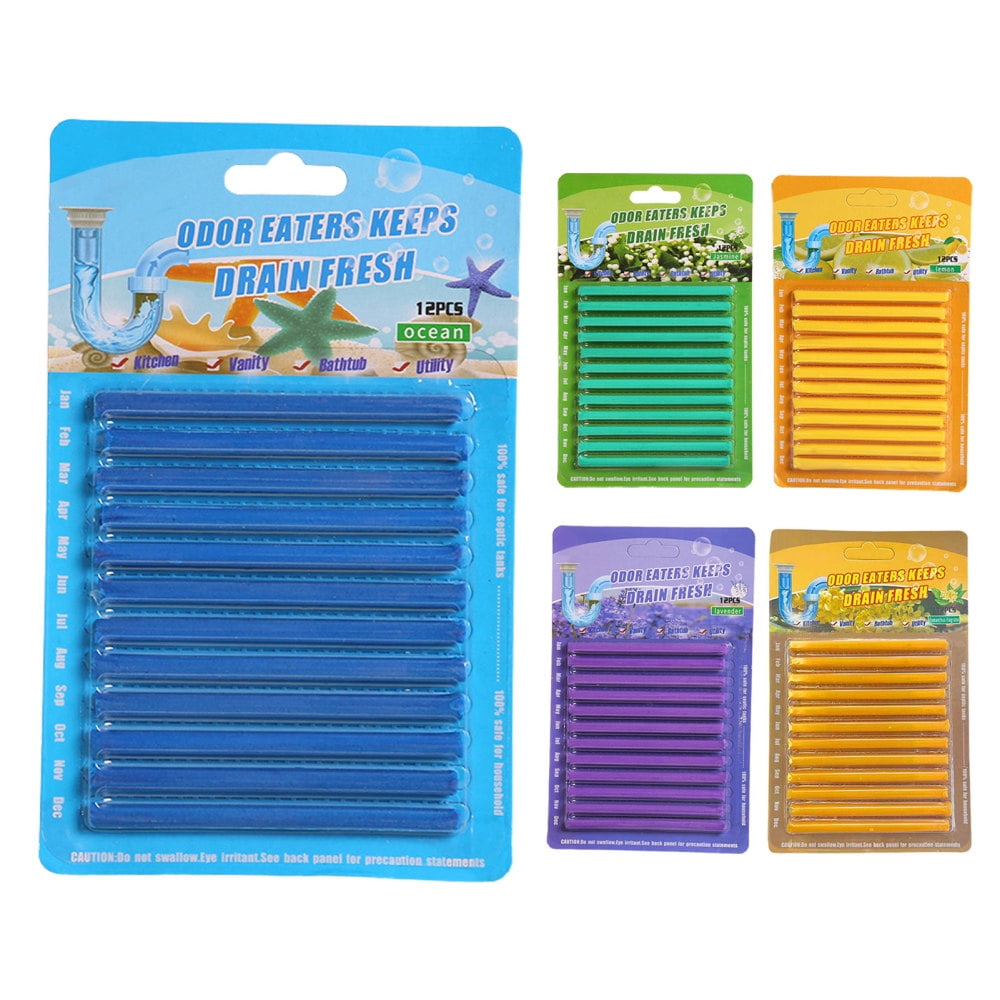 12 Pcs Drain Cleaner Sticks Sets NonToxic Sink Clean Deodorizer Tools
