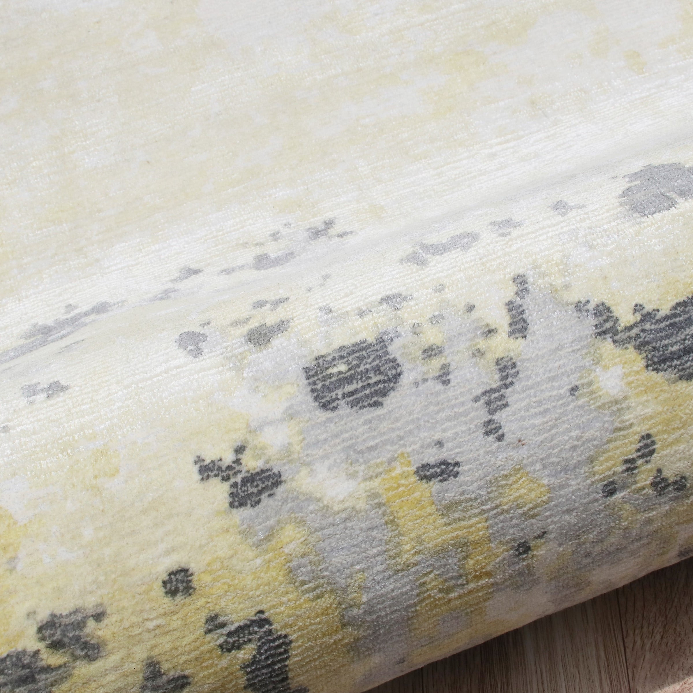 Ox Bay Hand Loomed Modern Abstract Light Area Rug, Gray / Yellow, 2' x 3'