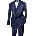 thumbnail image 2 of Men's 2-Piece Men's Windowpane Double Breasted Suit w/1 Pair of Socks - Blue 48L, 2 of 3