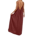 thumbnail image 3 of Hiiko Women's Backless Spaghetti Strap Maxi Dress Casual Solid Color Loose Cami Dresses, 3 of 6