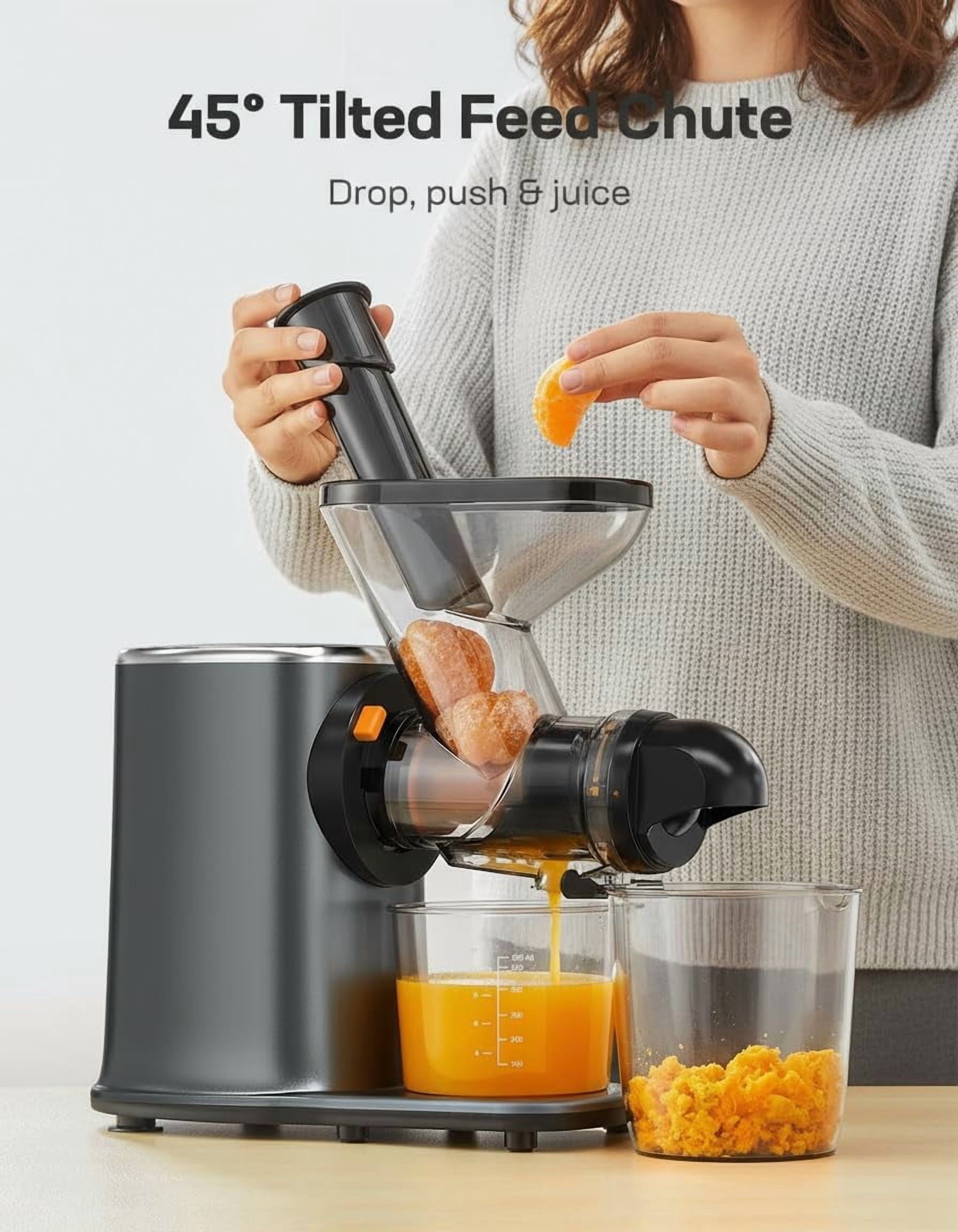 Slow Masticating Cold Press Juicer Machines, High Juice Yield, Self-Feeding with 5.4” Large Chute for Whole Vegetables & Fruits, Reverse Function