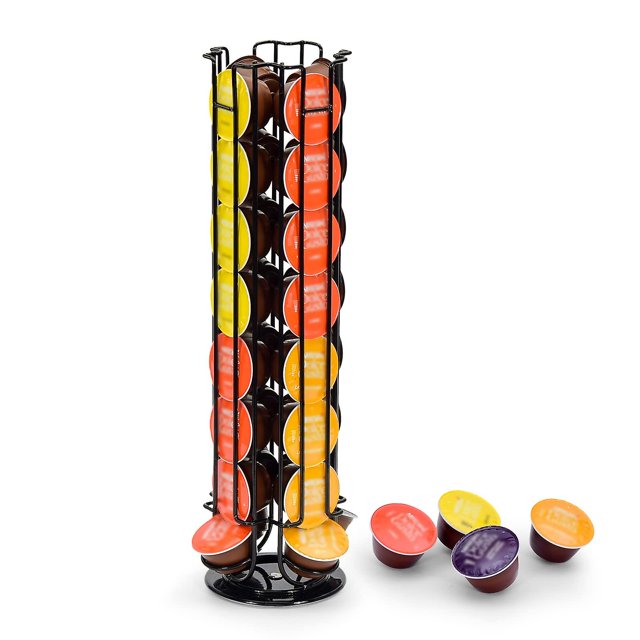 Support de Capsules pour 32 Capsules Dolce Gusto, Support pour Ranger les Capsules de Café, Base Antidérapante, Rotatif, Noir