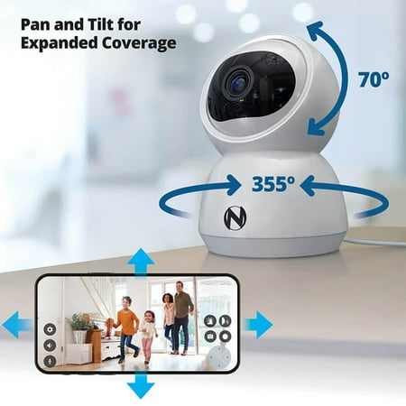 Night Owl - Indoor AC Powered Plug-In Wireless 3MP Security Camera with Pan, Tilt and 2-Way Audio - White