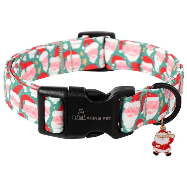 Collar para perro con forma de anillo ajustable para mascotas, Papá Noel navideño