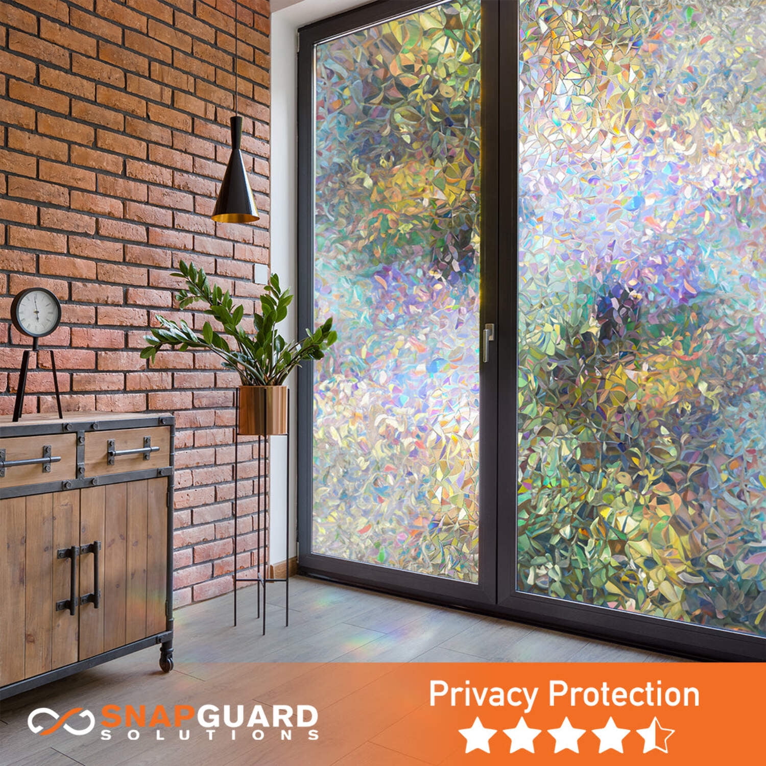 Snapguard Solutions Privacy Stained Glass - Rainbow Window Film (Static Cling, Non-Adhesive)