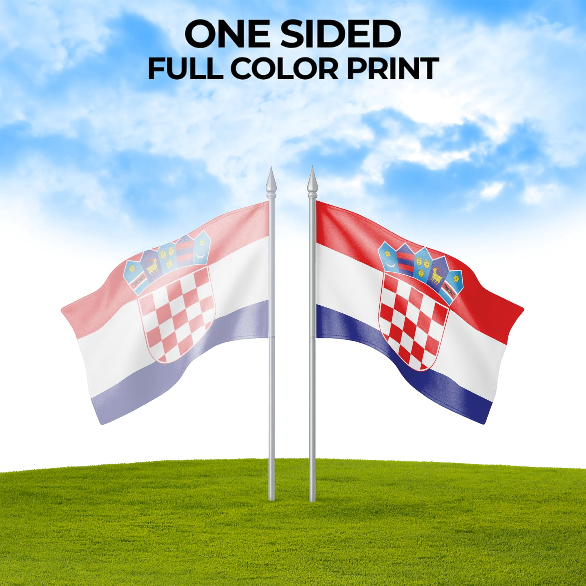 Croatia Outdoor Flag (1x1.5ft) by DreamController - Durable, Fade-Resistant Polyester, Double-Stitched, Brass Grommets - HD Printed Southern Europe Flag - Made in USA
