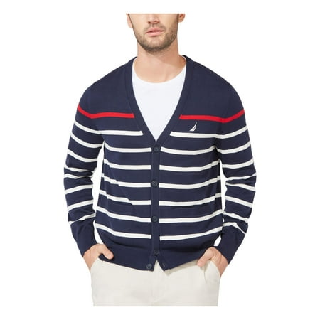 NAUTICA Mens Blue Long Sleeve Button Down Cotton Cardigan Sweater M