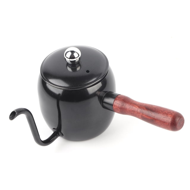 Cafetera de acero inoxidable para el hogar, tetera de goteo para café, tetera de pico largo de 500 ml, color negro.