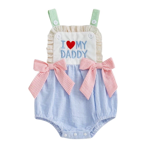 YDFCWXW Baby Girl Summer Clothes Bubble Romper Embroidery Ruffle Sleeve Smocked Bodysuit Cute Piece Outfit (Blue, 6-12 Months)