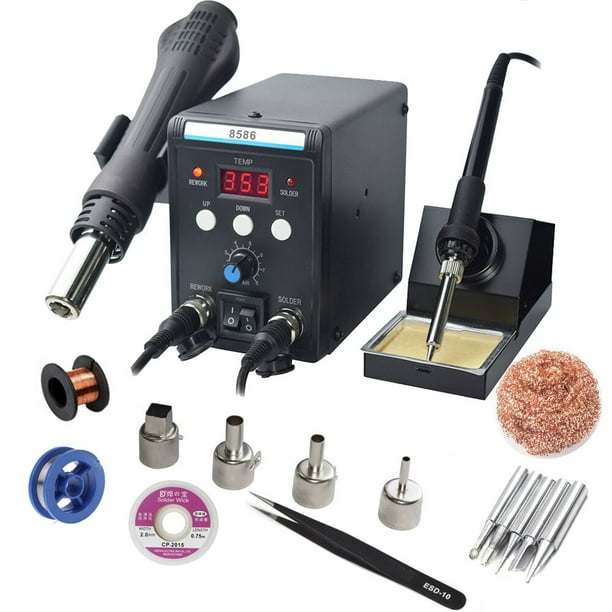 Soldadores eléctricos con pantalla Digital, pistola de aire caliente DIY, mejor estación de retrabajo SMD Eruntop 8586