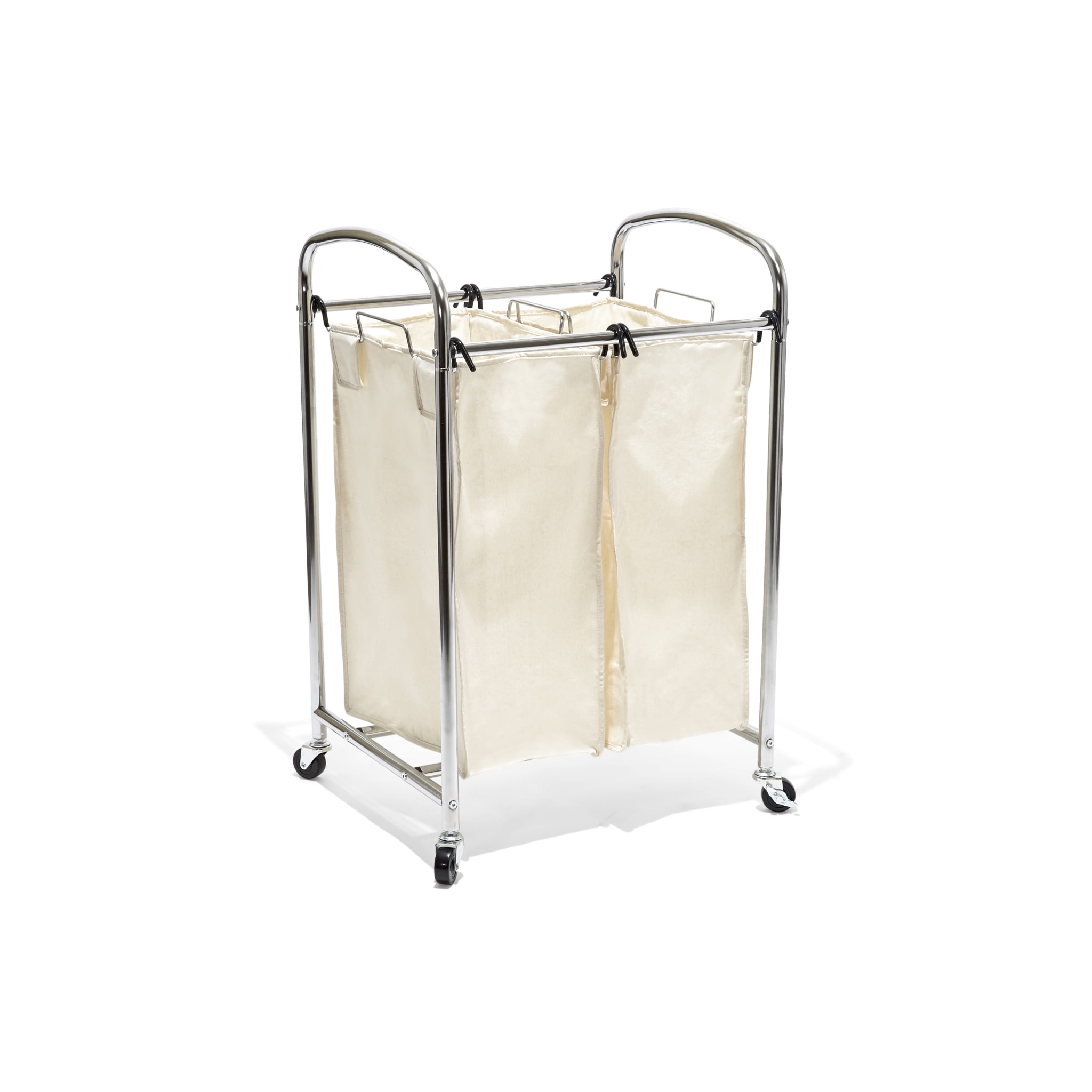 Mobile Double Bag Compact Laundry Hamper Sorter Cart, Chrome Walmart