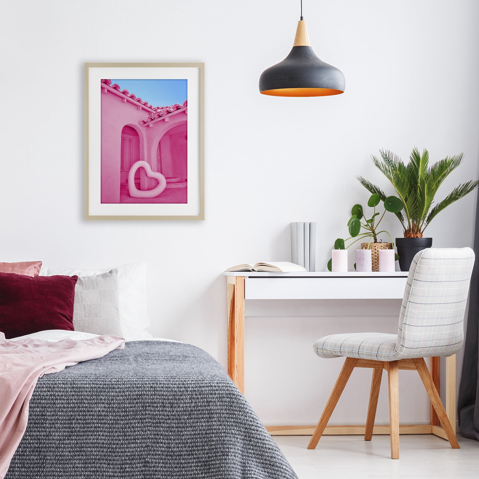 Stupell Industries Pink Pop Heart at Villa Birch Framed Print Under Glass, design by LISH Creative