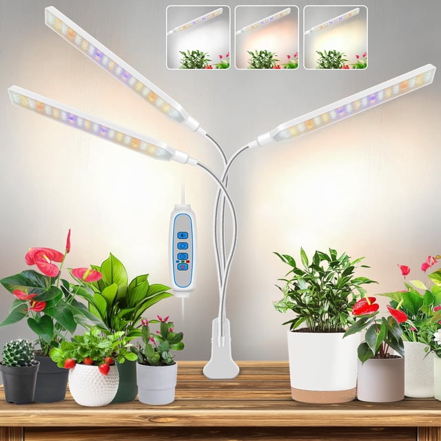 Grow Light Clip On Plant Light with H Timer Color Modes Brightness W LEDs Full Spectrum Plant Grow Lamp with DC Plug Grow Lights for Indoor Plants Herbs Seedlings