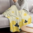 thumbnail image 3 of Yellow Flowers Blanket Soft Cozy Warm Twin Blanket for Bed, Plush Fuzzy Flannel Fleece Blankets for Sofa, Japanese Botanical Floral Buffalo Plaid Throw Blankets for Couch, Gifts for Men, 60"x80", 3 of 9