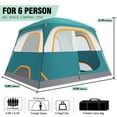 thumbnail image 6 of COBIZI 6 Person Tent for Camping with Waterproof Rainfly,EZ Set up Tent Windproof Instant Family Cabin Camping Tent with Mesh Door & Ventilation Windows for Beach Camping Dark Green, 6 of 8