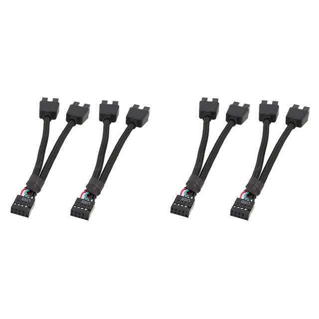 4Pcs Computer Motherboard USB Extension Cable 9 Pin 1 Female to 2 Male Y Splitter Audio HD Extension Cable for PC DIY