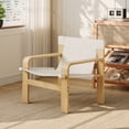 thumbnail image 4 of LiviNest Mid-Century Modern Accent Chair: Wide Armrest Lounge Chair with Removable Linen Fabric & Solid Wood Frame - Comfortable Seating for Home Office & Living Room Use, 4 of 6
