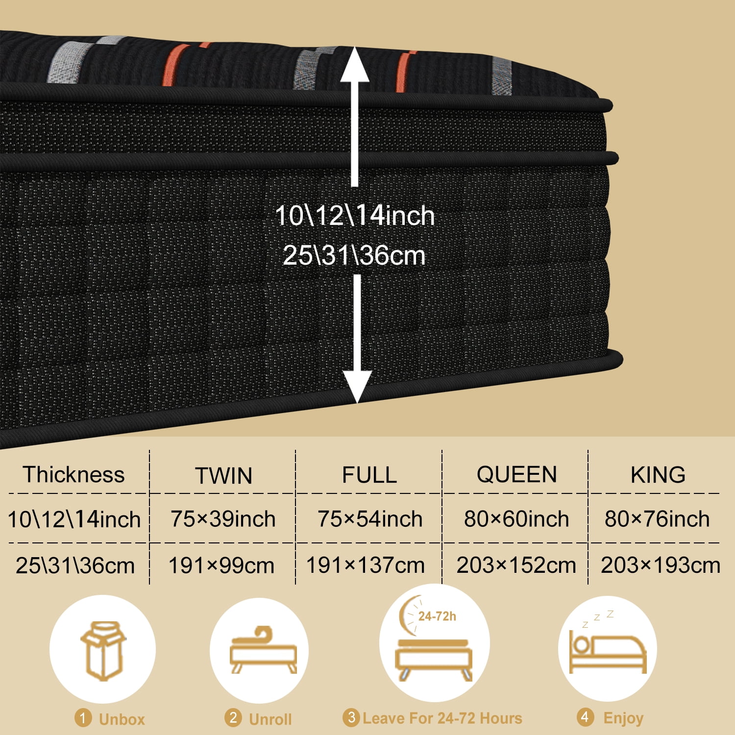 Slept Better 10 inch Queen Size Mattress In Box,Memory Foam & Spring Hybrid Mattress,Medium Firm,Drift Off Quickly, Sleep Deeply