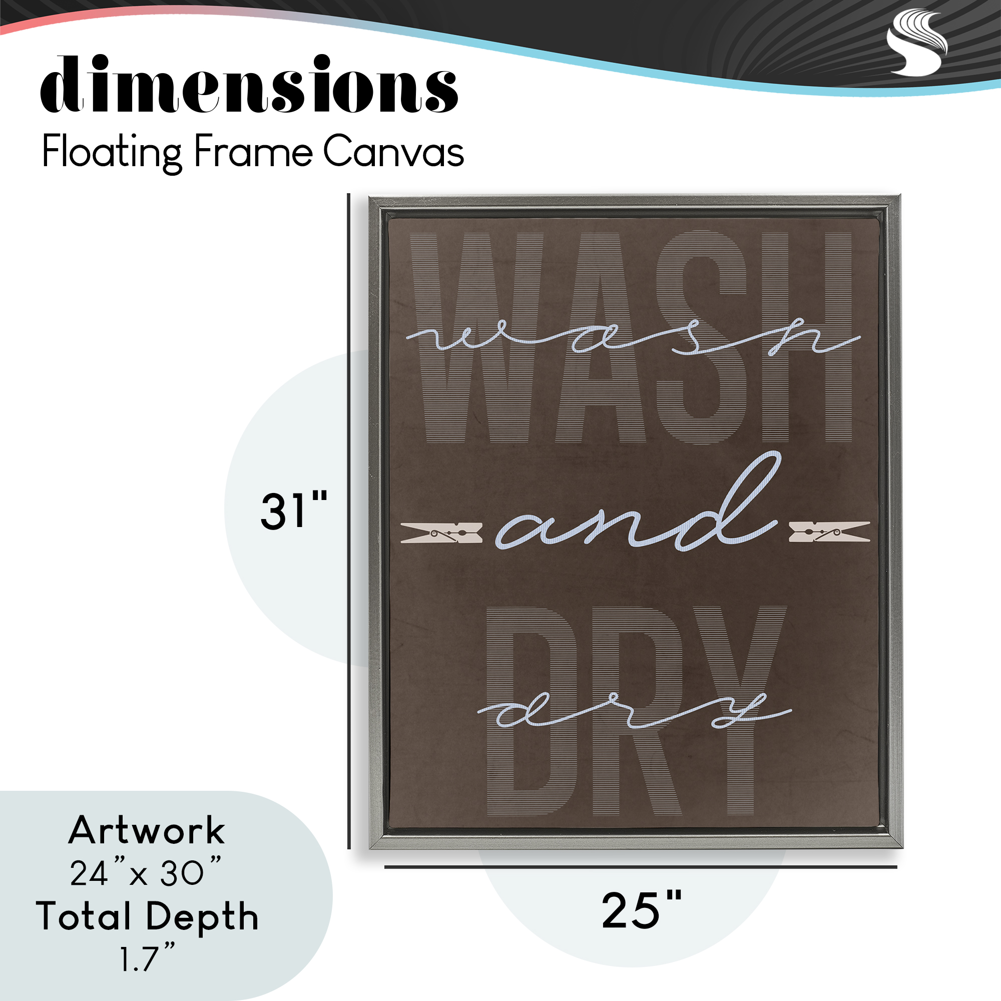 Wash And Dry Brown Gray Framed Floater Canvas Wall Art, design by Marcus Prime