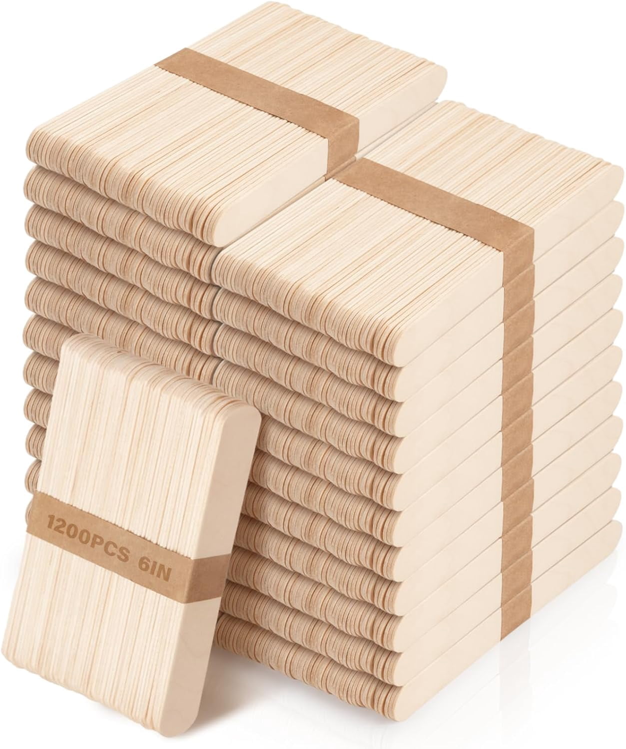 1200 Pieces Wooden Craft Sticks, 4.5 Inch Long Natural Wood Popsicle Ice Cream Sticks for DIY Wood Crafts, Hair Removal and Waxing Supplies, Paint Stirrer, Art Projects and Ice Pop Sticks