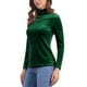 thumbnail image 4 of INSPIRAR CHIC Blusa de Mujer de Manga Larga Cuello Mock Cuello de Tortuga de Terciopelo Elástico Talla S Verde Oscuro, 4 of 6