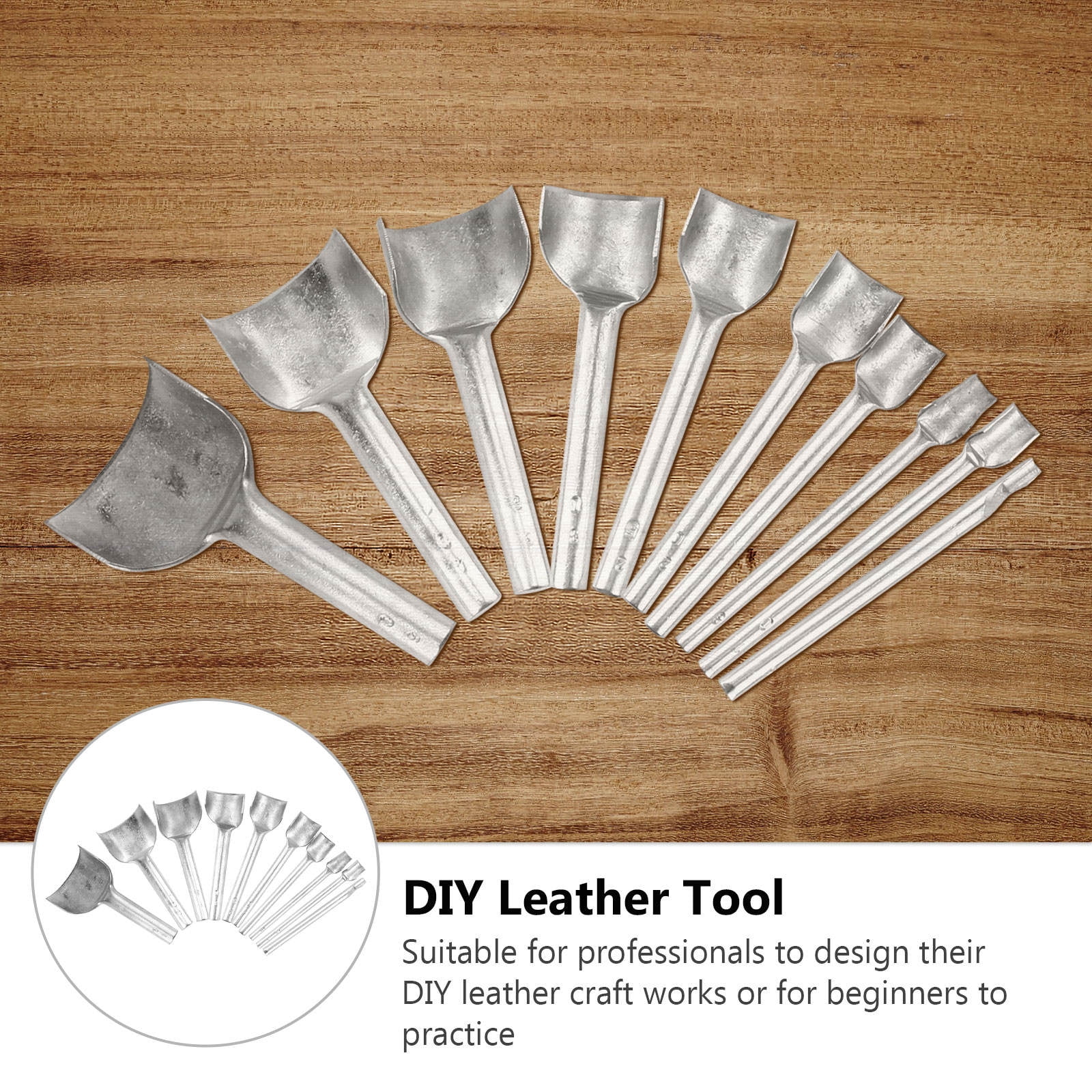 CRILSTYLEO 10-Piece Half Round Punch Tool Set for Crafting and Leatherwork, Various Sizes for Precise Belt and Design Making