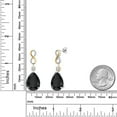thumbnail image 6 of Gem Stone King 925 Silver and 10K Yellow Gold Black Onyx White Moissanite and White Lab Grown Diamond Earrings for Women | 26.92 Cttw | Gemstone December Birthstone | Pear Shape 18X13MM, 6 of 6