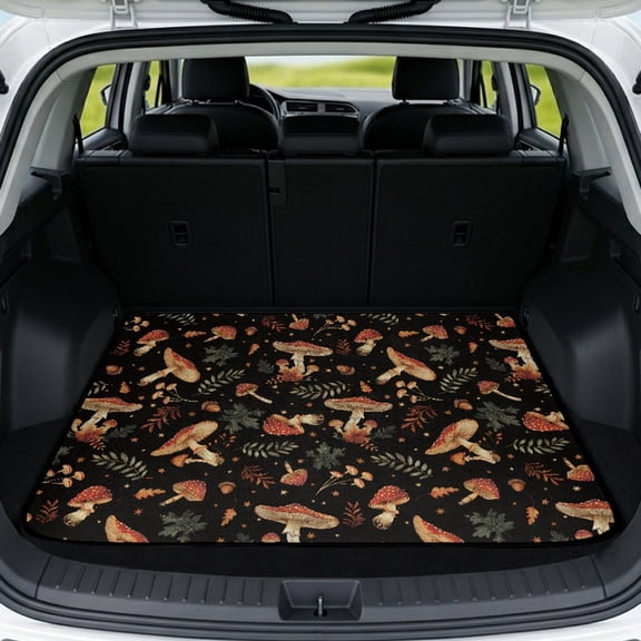 POLERO Washable Trunk Liner for SUV 29" x 39", Mushroom Forest Print Anti-Dirty Car Trunk Mat Anti-Slip SUV Cargo Mat for Dogs for Vehicle Interior
