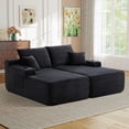 thumbnail image 3 of Muumblus Indoor Double Chaise Lounge Sofa with Cup Holders, 69"W Oversized Deep Seat Cloud Sectional Sofa, Boneless Sleeper Couch Bed, Black Corduroy, 3 of 11