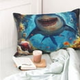 thumbnail image 4 of KLL Colorful Underwater Shark Pillow Covers Envelope Closure,Super Soft and Cozy Fuzzy Fleece Pillow Case Cover (No pillow core） 16"x24", 4 of 5