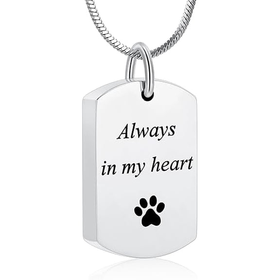 Pet Urn Necklaces for Dog Cat Ashes Stainless Steel Cremation Jewelry Pet Loss Memorial Gift Paw Print Dog Tag Pendant Urn Ashes Necklace Pet Dog Cat Memorial Jewelry