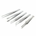 thumbnail image 1 of 5pc Universal Tweezer Set Stainless Steel, 5", 1 of 7