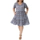 thumbnail image 1 of Vestidos Boho de Talla Grande para Mujeres Agnes Orinda, Con Cuello en V, Manga Corta con Volantes, Verano, Playa, Fluidos, Midi, 3X, Azul, 1 of 5