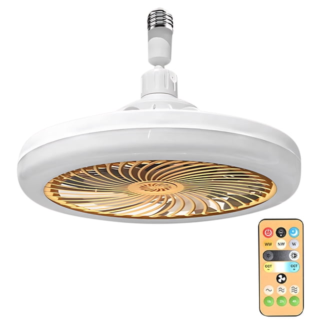 Yellow E27 Ceiling Fan Light Remote Control Universal Head 3 Wind Levels Light 3 Wind Levels Fan 9.8 Inch By 4.7 Inch Suitable For Household Lighting Material Abs Plastic