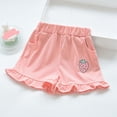 thumbnail image 2 of CUZIBR Girls Summer Shorts Casual Elastic Waist Ruffle Hem Shorts With Cute Strawberry Summer Bottoms Casual Pull On Toddler Kids Short Pants Comfy Playwear,Pink,18-24 Months, 2 of 4