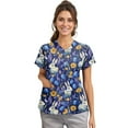 thumbnail image 4 of ADSSDQ Plus Size Easter Scrubs for Women Nurse Bunny Egg Hunt Print Scrub Tops Women Medical Nursing Tops Stretchy Scrub with Pockets Shirts for Women Royal Blue 3XL, 4 of 6