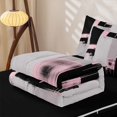 thumbnail image 5 of Castle Fairy Bohemian Geometric Block Zipper Twin Comforter Sets with Fitted Sheet and 2 Pillowcases,Minimalism Vertical Streak Zipper Bedding Set,Black Pink Gray,Reversible, 5 of 5
