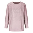 thumbnail image 5 of Leesechin Womens Fall Sweater Dresses Casual Oversized Cable Knit Chunky Pullover Crewneck Long Sleeve Short Sweater Dress Hot Pink, 5 of 8